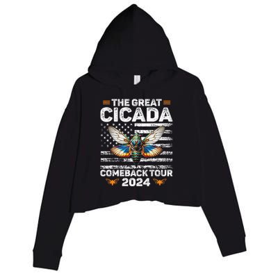 Great Cicada Come Back 2024 Cicada Invasion 2024 Crop Fleece Hoodie