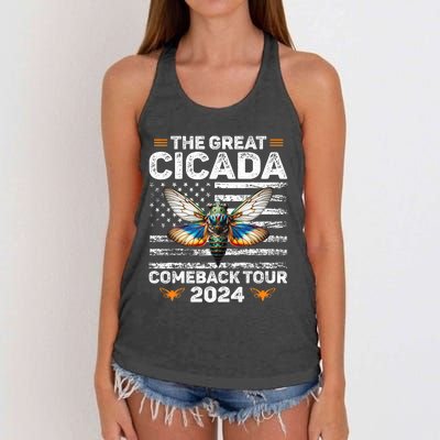 Great Cicada Come Back 2024 Cicada Invasion 2024 Women's Knotted Racerback Tank