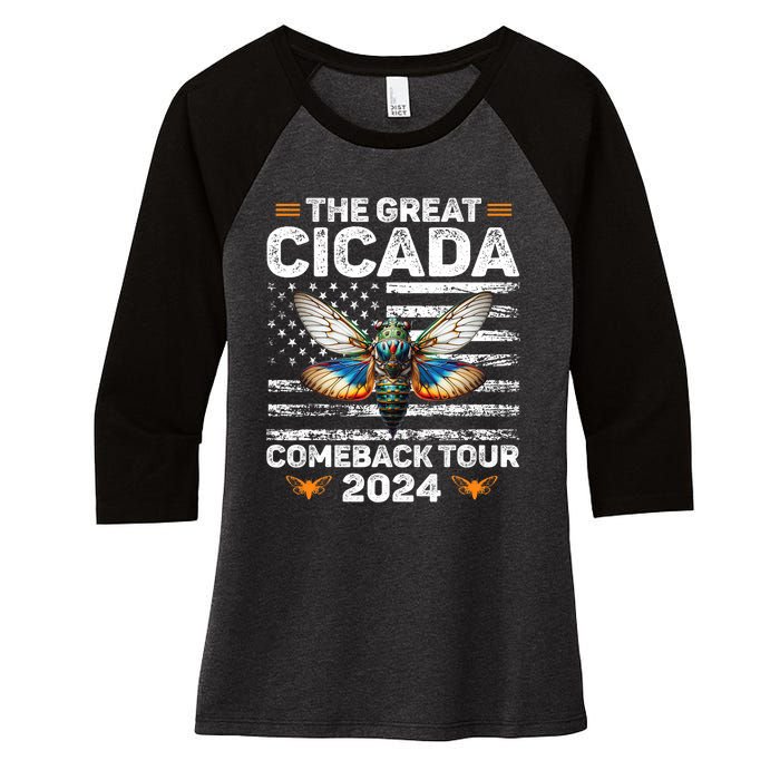 Great Cicada Come Back 2024 Cicada Invasion 2024 Women's Tri-Blend 3/4-Sleeve Raglan Shirt