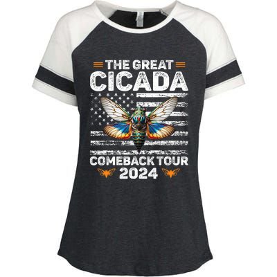 Great Cicada Come Back 2024 Cicada Invasion 2024 Enza Ladies Jersey Colorblock Tee