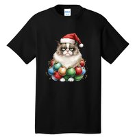 Grumpy Cat Christmas Tree Balls Santa Hat Tall T-Shirt