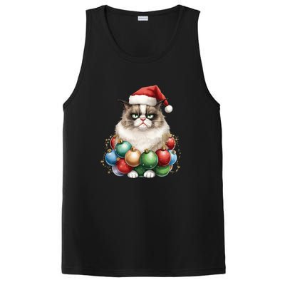 Grumpy Cat Christmas Tree Balls Santa Hat PosiCharge Competitor Tank