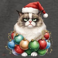 Grumpy Cat Christmas Tree Balls Santa Hat Vector Backpack