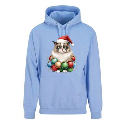 Grumpy Cat Christmas Tree Balls Santa Hat Unisex Surf Hoodie