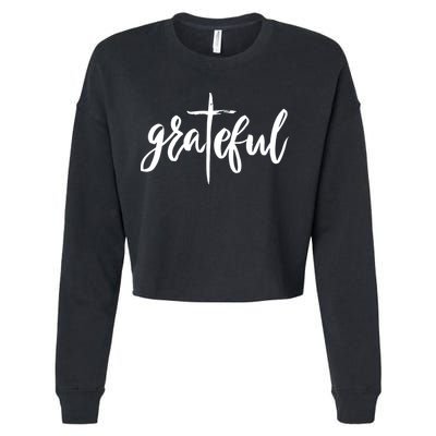 Grateful Cross Christianity Cropped Pullover Crew