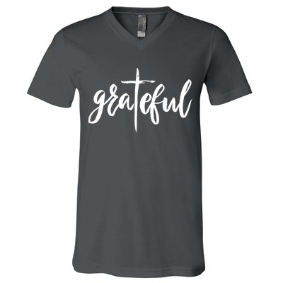 Grateful Cross Christianity V-Neck T-Shirt
