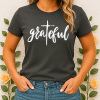 Grateful Cross Christianity Womens T-Shirt