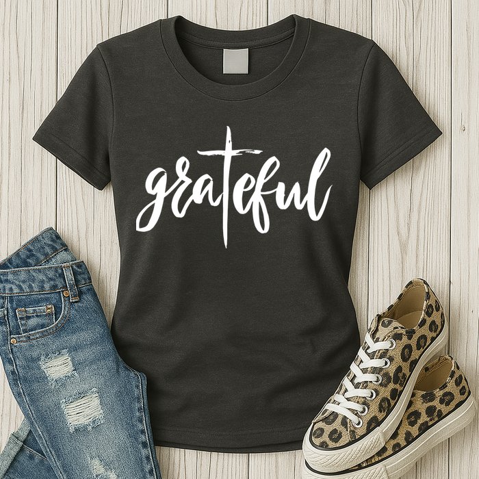 Grateful Cross Christianity Womens T-Shirt