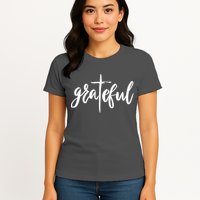 Grateful Cross Christianity Womens T-Shirt