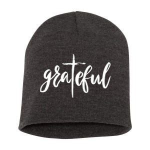 Grateful Cross Christianity Short Acrylic Beanie