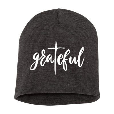 Grateful Cross Christianity Short Acrylic Beanie