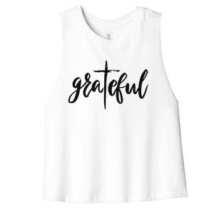 Grateful Cross Christianity Women's Racerback Cropped Tank