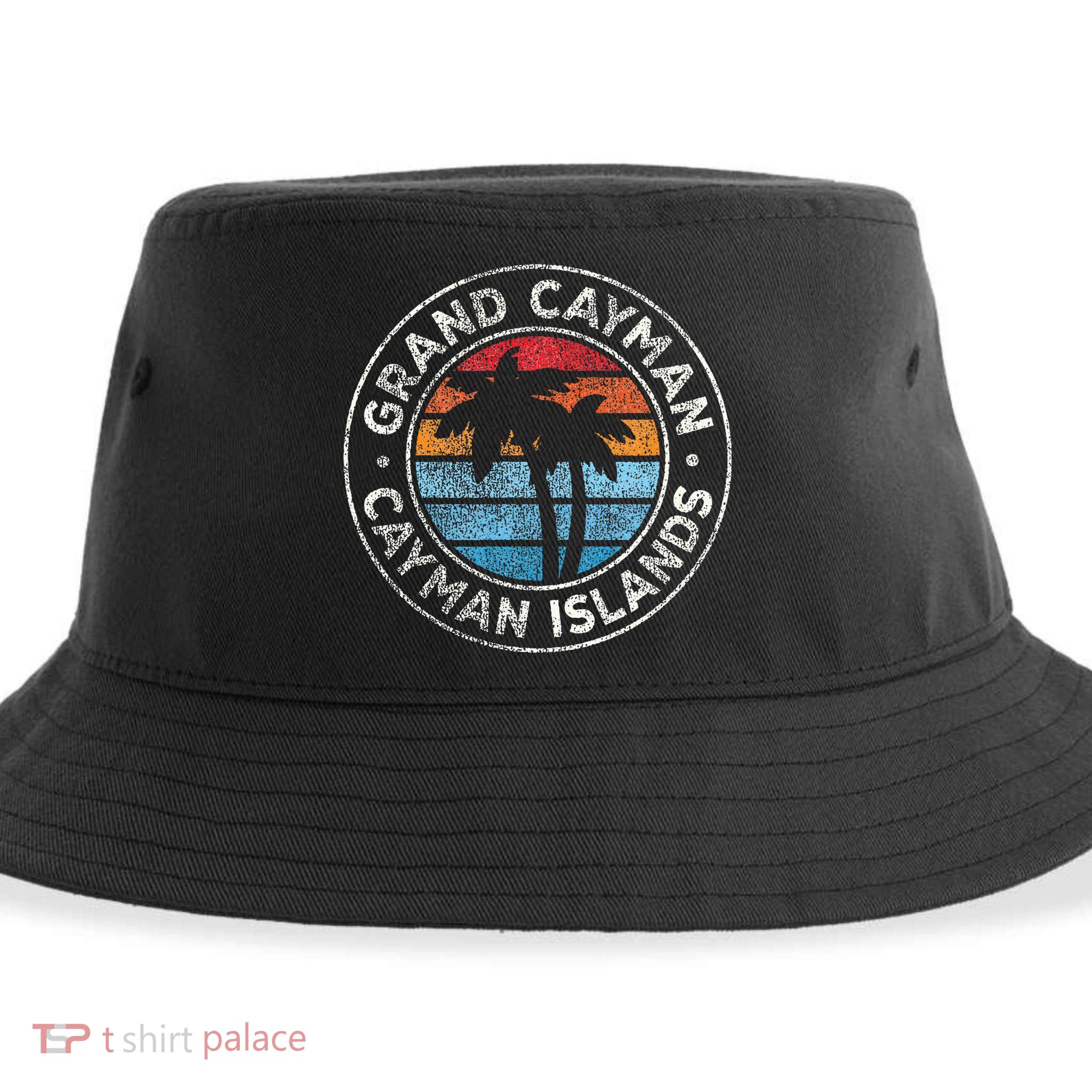 Grand Cayman Cayman Islands Vintage Graphic Retro 70s Sustainable Bucket Hat