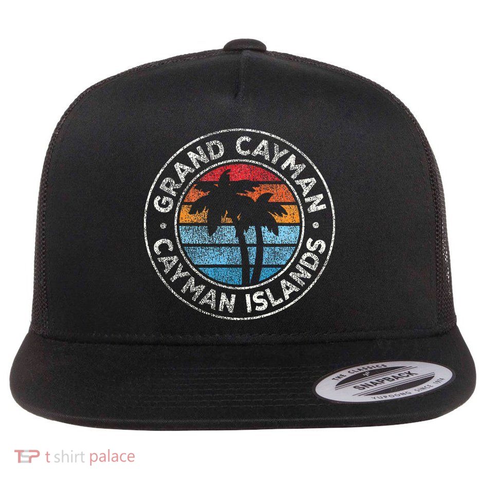 Grand Cayman Cayman Islands Vintage Graphic Retro 70s Flatbill Hat