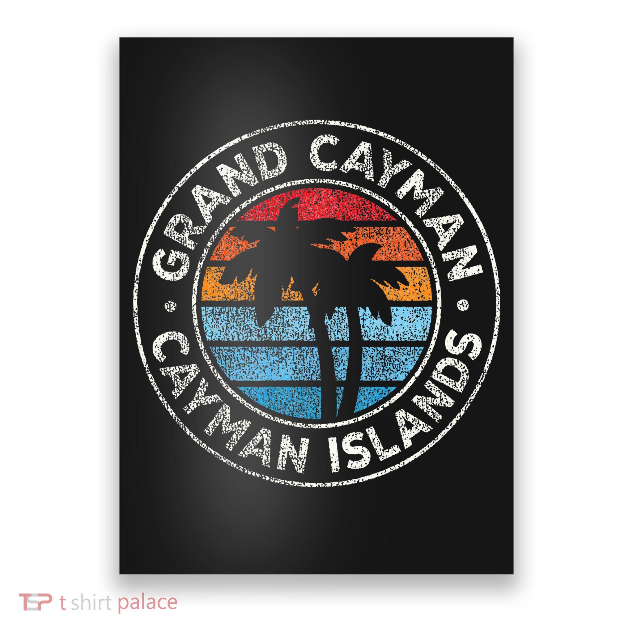 Grand Cayman Cayman Islands Vintage Graphic Retro 70s Poster