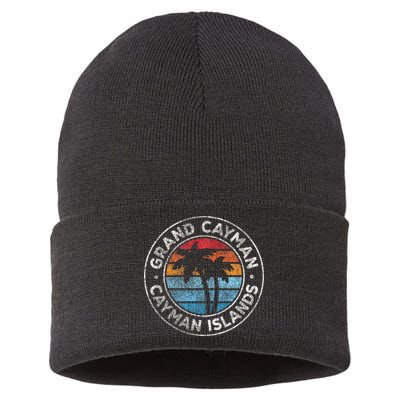 Grand Cayman Cayman Islands Vintage Graphic Retro 70s Sustainable Knit Beanie