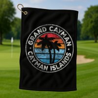 Grand Cayman Cayman Islands Vintage Graphic Retro 70s Golf Towel