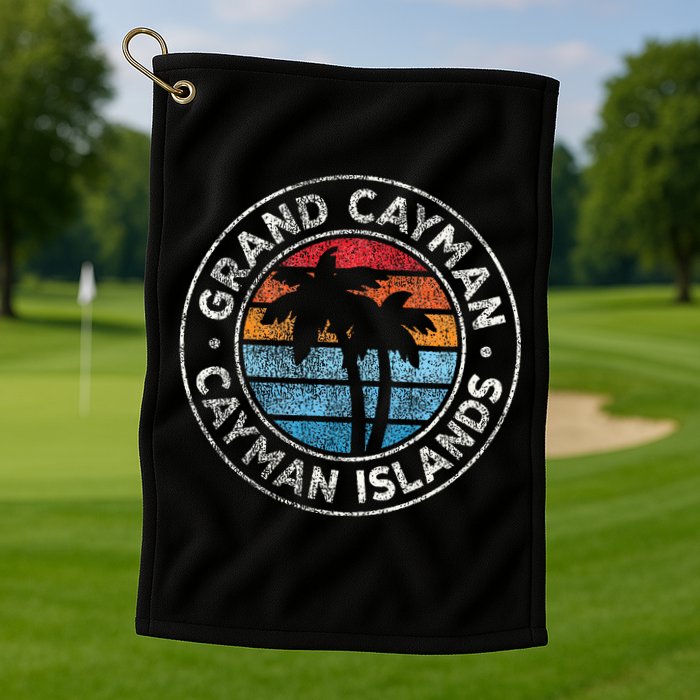 Grand Cayman Cayman Islands Vintage Graphic Retro 70s Golf Towel