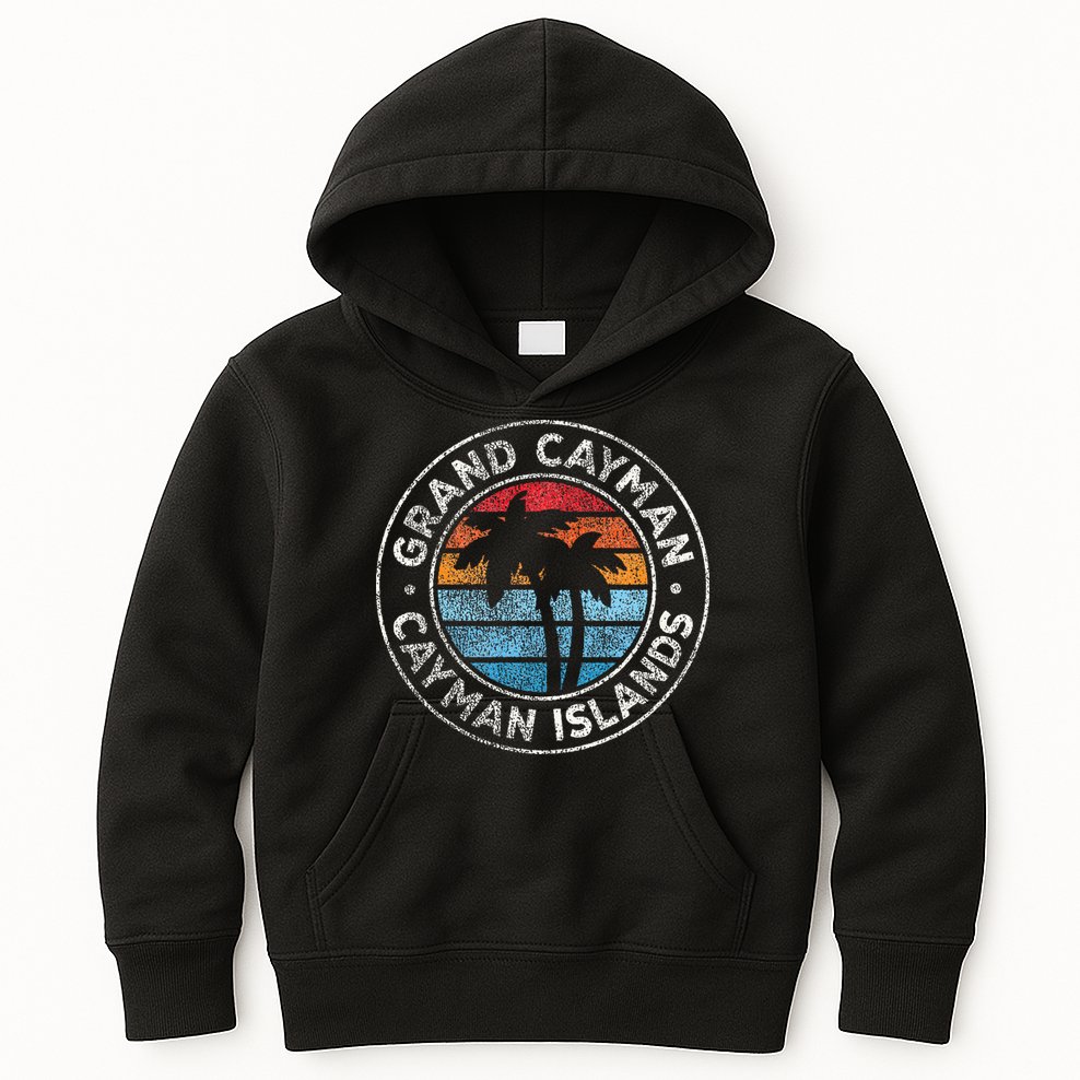 Grand Cayman Cayman Islands Vintage Graphic Retro 70s Kids Hoodie