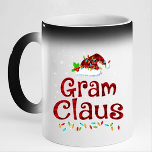 Gram Claus Christmas Pajama Matching Family Xmas Lights Gift 11oz Black Color Changing Mug