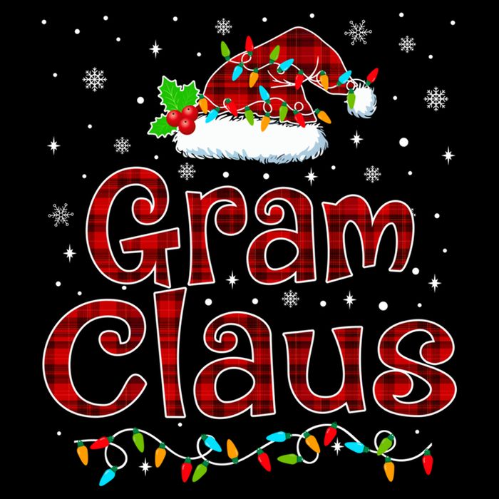 Gram Claus Christmas Pajama Matching Family Xmas Lights Gift 7-Panel Snapback Hat
