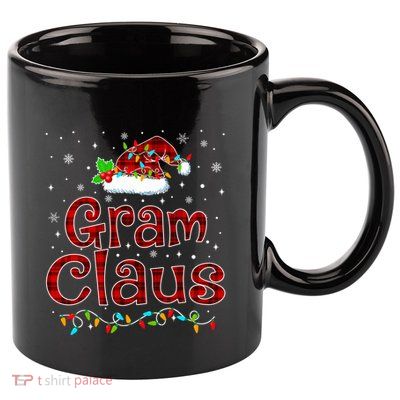 Gram Claus Christmas Pajama Matching Family Xmas Lights Gift 11oz C Handle Ceramic Mug
