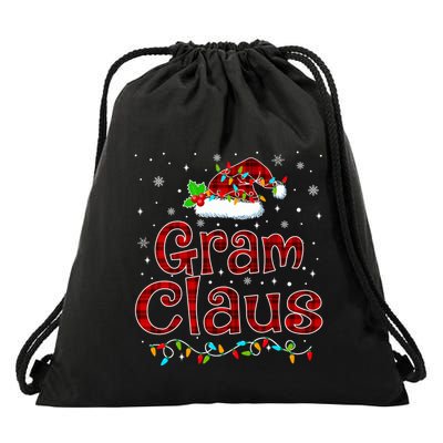 Gram Claus Christmas Pajama Matching Family Xmas Lights Gift Drawstring Bag