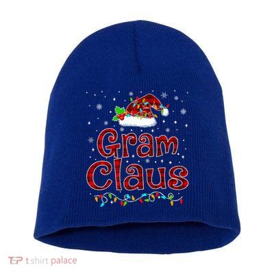 Gram Claus Christmas Pajama Matching Family Xmas Lights Gift Short Acrylic Beanie