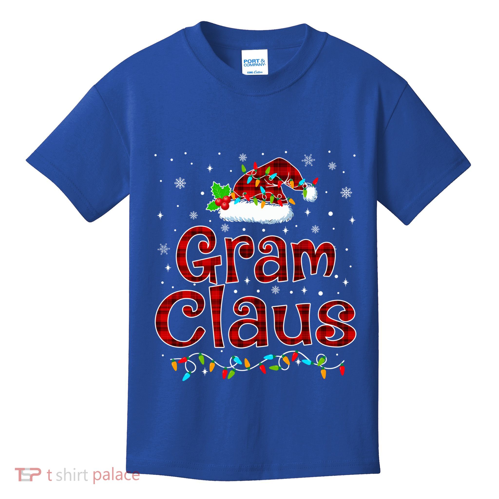 Gram Claus Christmas Pajama Matching Family Xmas Lights Gift Kids T-Shirt