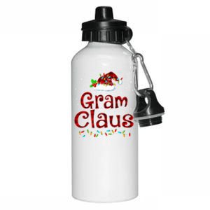 Gram Claus Christmas Pajama Matching Family Xmas Lights Gift Aluminum Water Bottle