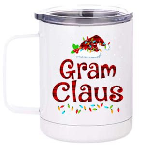 Gram Claus Christmas Pajama Matching Family Xmas Lights Gift 12 oz Stainless Steel Tumbler Cup