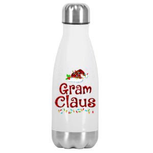 Gram Claus Christmas Pajama Matching Family Xmas Lights Gift Stainless Steel Insulated Water Bottle