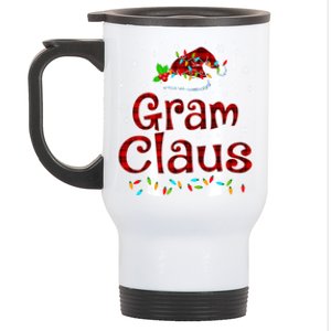 Gram Claus Christmas Pajama Matching Family Xmas Lights Gift Stainless Steel Travel Mug