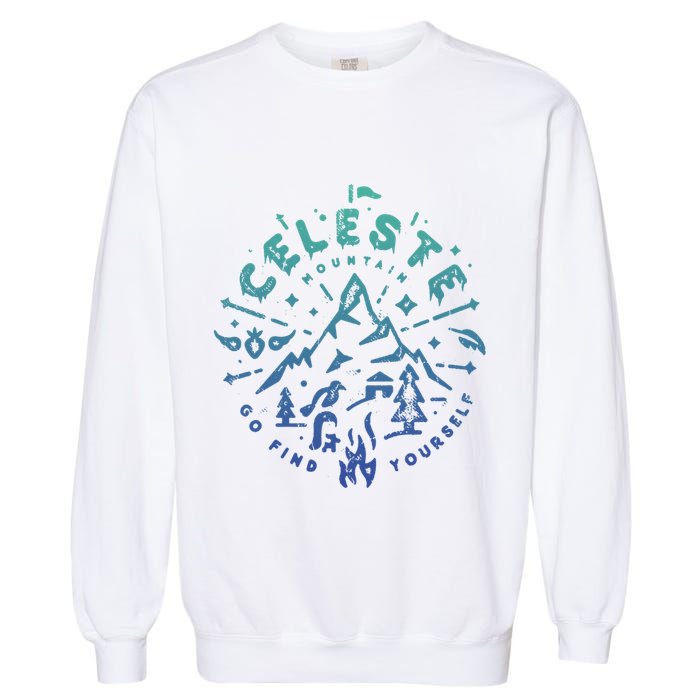 Graphic Celestes Classic Videogame Mountain Go Find Yourself Cute Gift Garment-Dyed Sweatshirt
