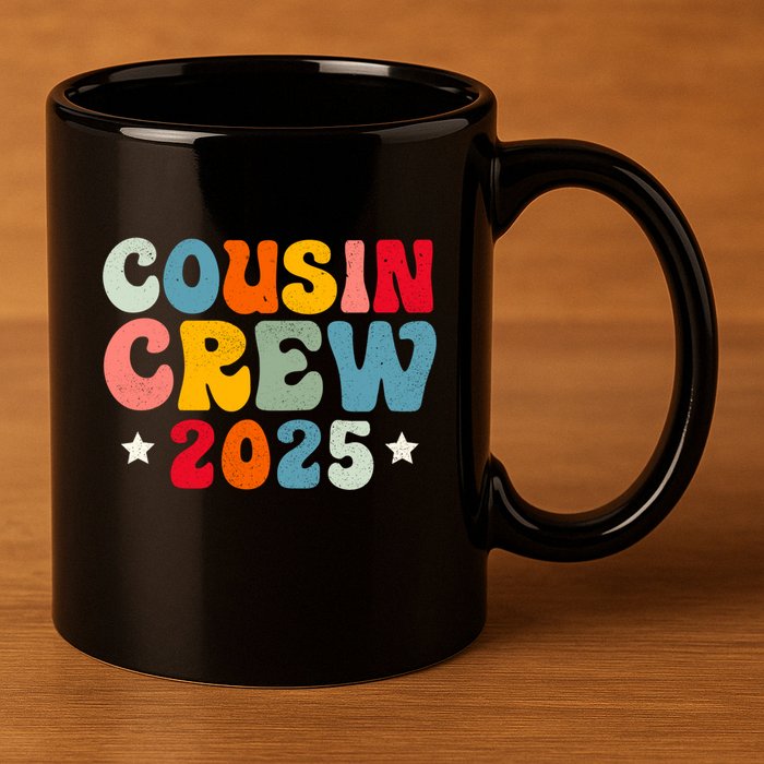 Groovy Cousin Crew 2025 Christmas Making Memories Xmas 2025 Gift 11oz C Handle Ceramic Mug