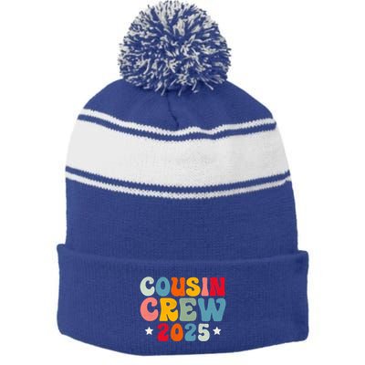 Groovy Cousin Crew 2025 Christmas Making Memories Xmas 2025 Gift Stripe Pom Pom Beanie