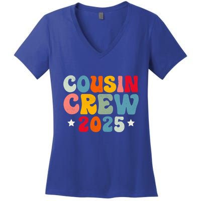 Groovy Cousin Crew 2025 Christmas Making Memories Xmas 2025 Gift Women's V-Neck T-Shirt