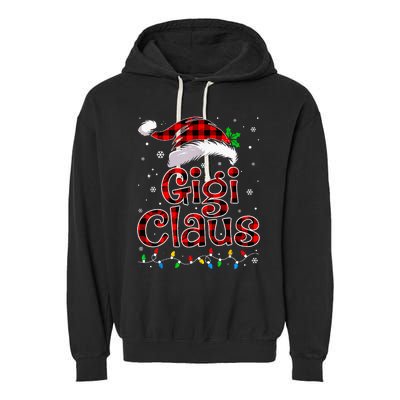 Gigi Claus Christmas Lights Pajama Family Matching Garment-Dyed Fleece Hoodie