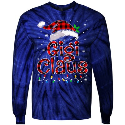 Gigi Claus Christmas Lights Pajama Family Matching Tie-Dye Long Sleeve Shirt