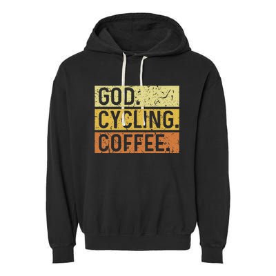 God Cycling Coffee Jesus Mountain Bike Mtb Biking Garment-Dyed Fleece Hoodie