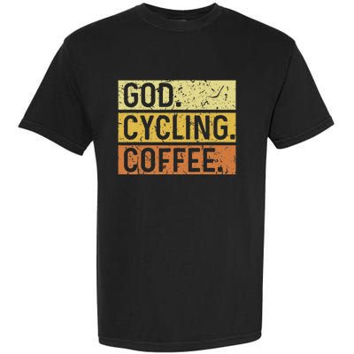 God Cycling Coffee Jesus Mountain Bike Mtb Biking Garment-Dyed Heavyweight T-Shirt