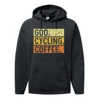 God Cycling Coffee Jesus Mountain Bike Mtb Biking Performance Fleece Hoodie