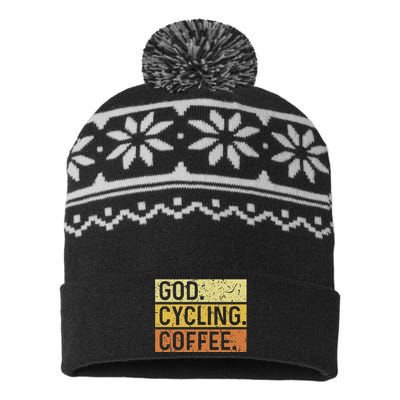 God Cycling Coffee Jesus Mountain Bike Mtb Biking USA-Made Snowflake Beanie