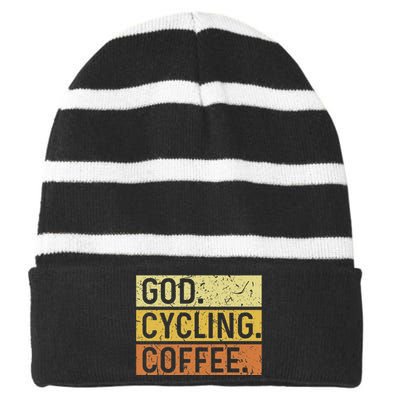 God Cycling Coffee Jesus Mountain Bike Mtb Biking Striped Beanie with Solid Band