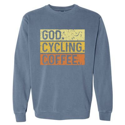 God Cycling Coffee Jesus Mountain Bike Mtb Biking Garment-Dyed Sweatshirt