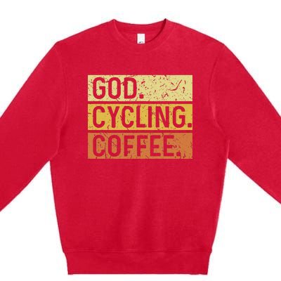 God Cycling Coffee Jesus Mountain Bike Mtb Biking Premium Crewneck Sweatshirt