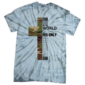 Green Camo Christian Cross Gifts John 316 Bible Verse Tie-Dye T-Shirt