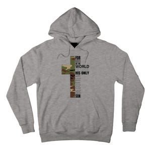 Green Camo Christian Cross Gifts John 316 Bible Verse Tall Hoodie