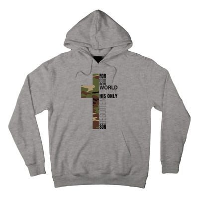 Green Camo Christian Cross Gifts John 316 Bible Verse Tall Hoodie