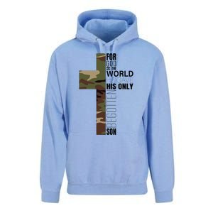 Green Camo Christian Cross Gifts John 316 Bible Verse Unisex Surf Hoodie